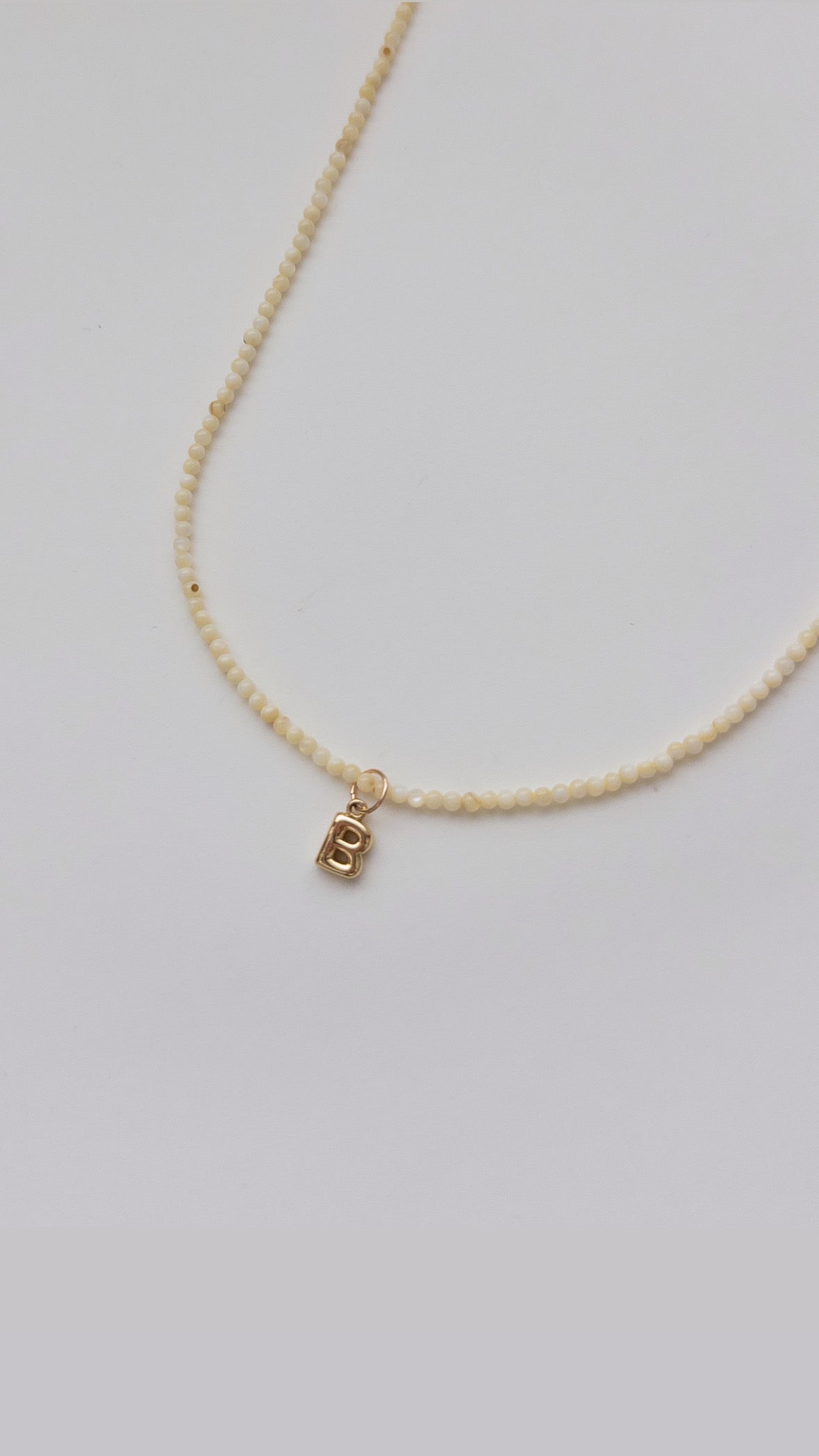 Shell Bead Initial Necklace - Yellow