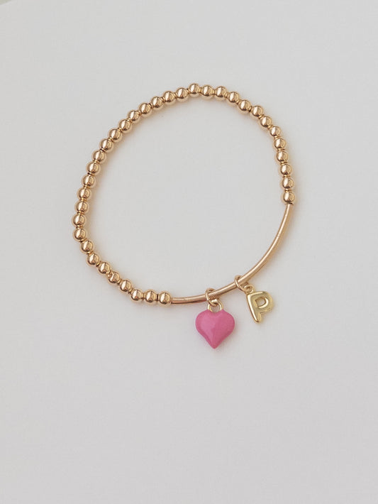 Gold Bar Heart Bracelet