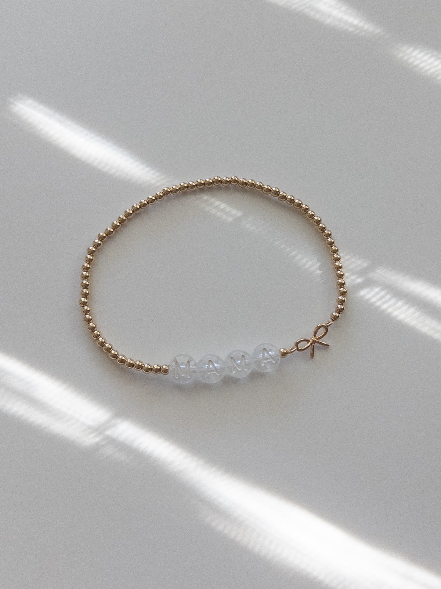 Gold Bow Name Bracelet - Clear