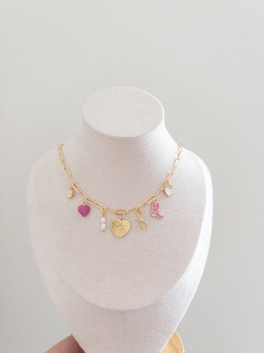 girly gold charm necklace