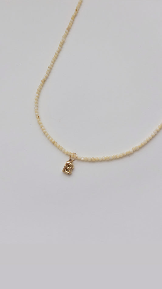 Shell Bead Initial Necklace - Yellow