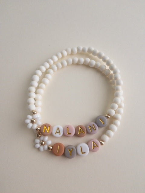 Bleached Wood Name Bracelet